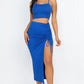 Cami Crop Top & Ruched Side Split Hem Midi Skirt Set