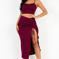 Cami Crop Top & Ruched Side Split Hem Midi Skirt Set