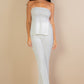 Ribbed Side Slit Bandeau Top & Flare Pants Set