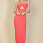 Ribbed Cut Out Front Side Slit Maxi Dress