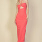 Ribbed Cut Out Front Side Slit Maxi Dress