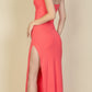 Ribbed Cut Out Front Side Slit Maxi Dress