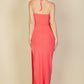 Ribbed Cut Out Front Side Slit Maxi Dress