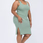 Plus Size Ribbed Side Slit Tank Midi Dress