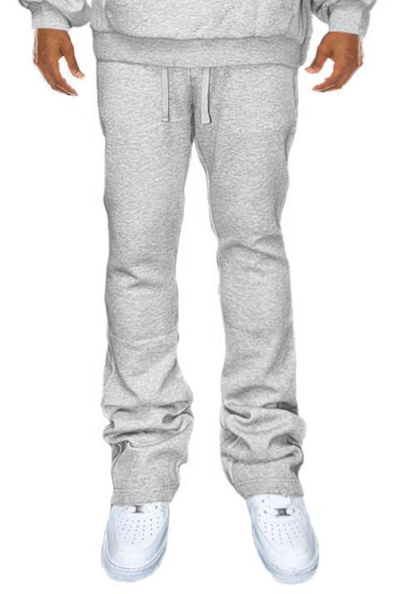 Men's Solid Stacked Flared Sweat Pants