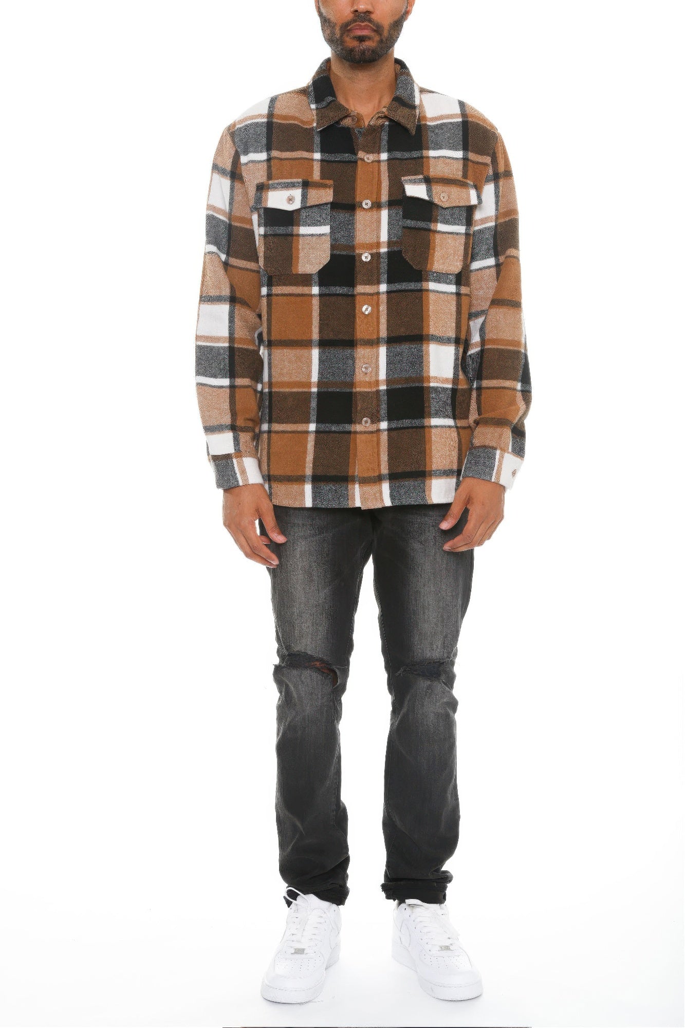 Mens Checkered Soft Flannel Shacket