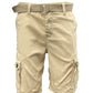 Mens Belted Cargo Shorts With Pockets