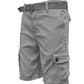 Mens Belted Cargo Shorts With Pockets