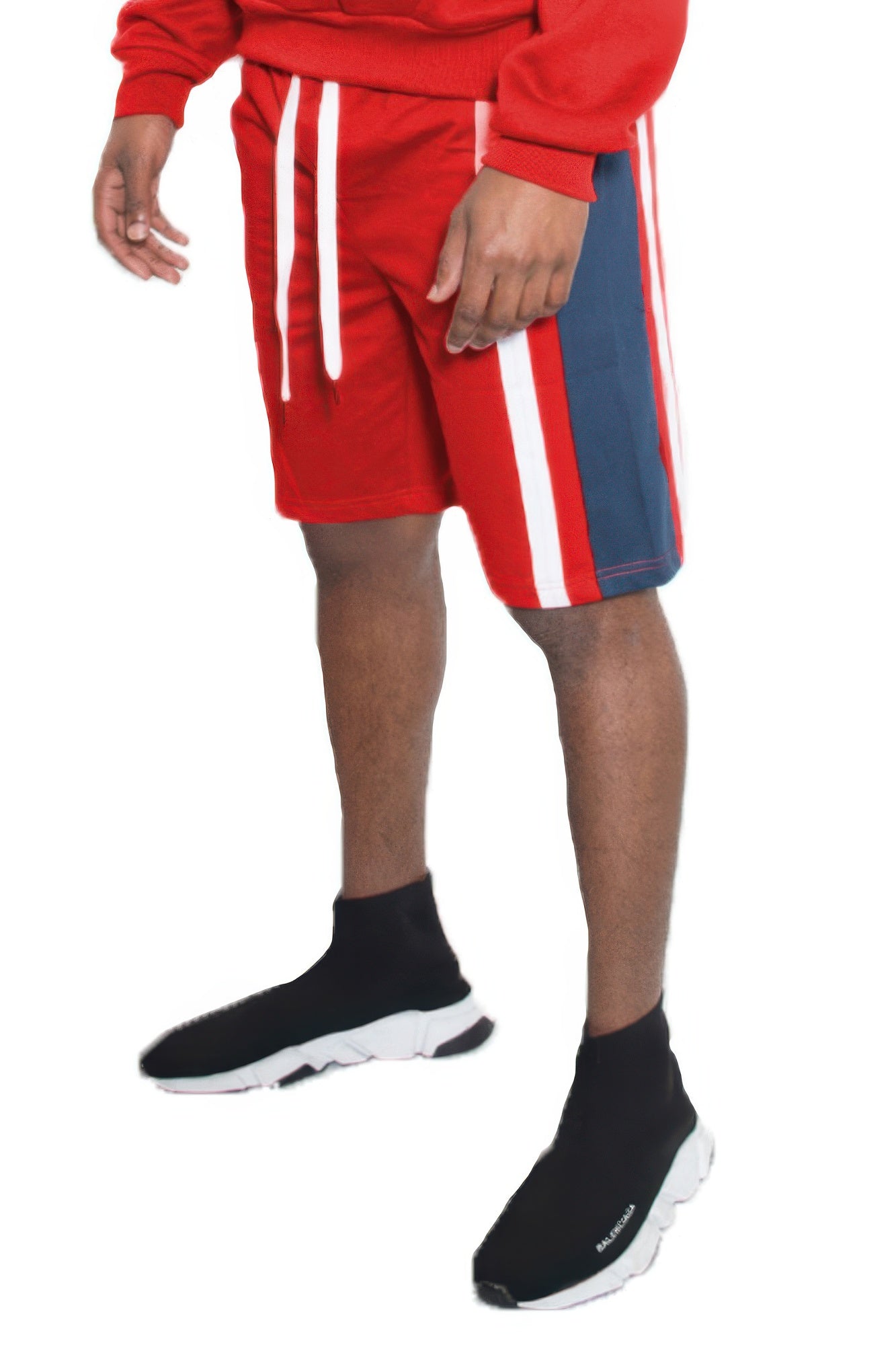 Mens Color Block Stripe Sweat Shorts