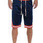 Striped Band Solid Basketball Shorts