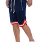 Striped Band Solid Basketball Shorts