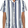 Mens Short Sleeve Striped Button Down Shirt Print