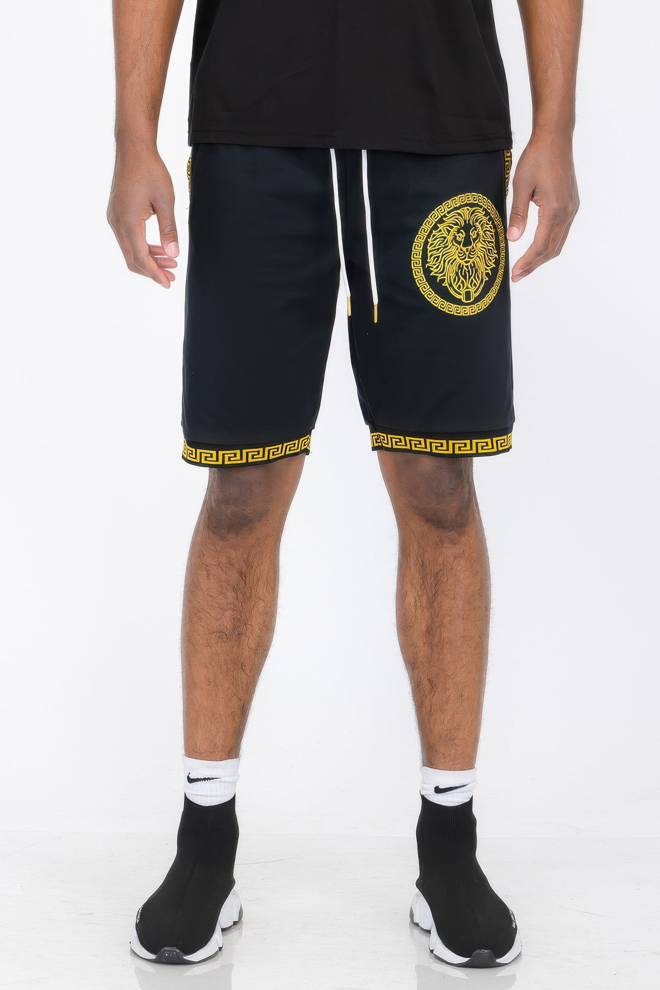 Mens Black And Gold Detail Shorts