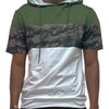 Camo And Solid Design Block Hooded Shirt