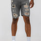 Distressed Stretch Denim Shorts