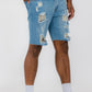 Distressed Stretch Denim Shorts