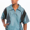 Iridescent Peacock Fabric Short Sleeve Pullover