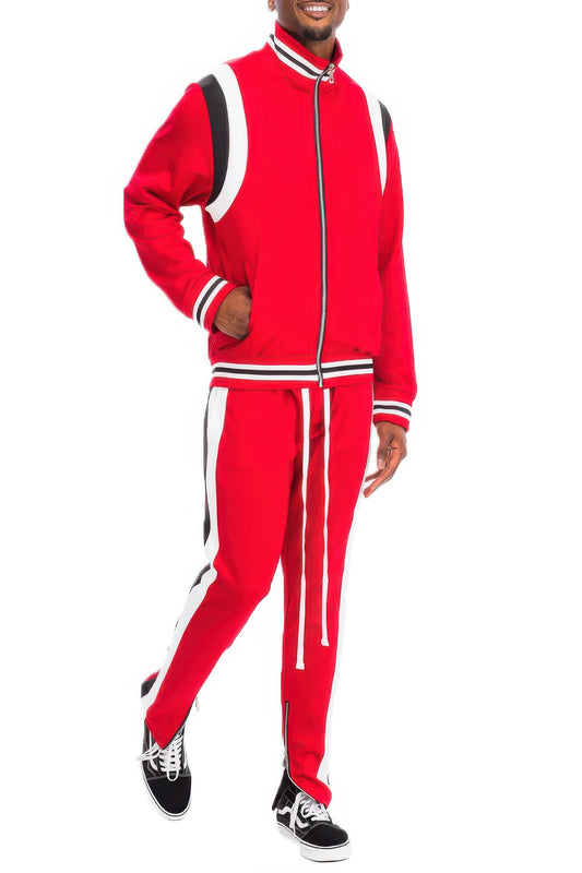 Mens Two Stripe Track Pants Track Jacket Set