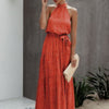 Tie Back Polka Dot Ruffle Hem Halter Dress