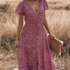 V Neck Polka Dot Short Sleeve Dress