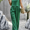 Two Pieces Sleeveless Solid Wide Leg Sets