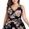 Plus Size Solid Ruffle V Neck Fit Swimsuits