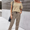 Two Pieces Leopard Print Shirt And Pant Sets