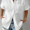 Button Down Lapel Pockets Loose Solid Shirt