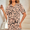 Outfit Sequins Lips Print Button Down Shorts Set