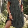 Floral Polka Dots Boat Neck Loose A Line Midi Dress