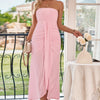 Off Shoulder Solid Tube Jacquard Waist Dress