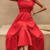 Sleeveless Ruffle Cross Open Back Knot Fit Dress