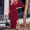 Knit Cross Cut Out Neck Asymmetric Hem Dress