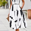 Floral Print Pocket Sleeveless Smocked Split Dress