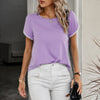 Crewneck Short Sleeve Lace Trim Loose T Shirts