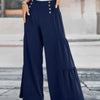 Elastic High Waist Wide Leg Long Palazzo Pants