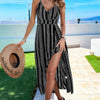 V Neck Geo Print Split Thigh Sleeveless Cami Dress