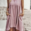 Sleeveless Solid Peplum Shirt Dress