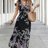 Cross V Neck Floral Print Sleeveless Fit Dress