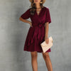 V Neck Ruffled Hem Wrap Dress