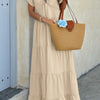 Cross V Cross Knot Pockets A Line Dress