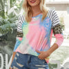 Crew Neck Patchwork Tie Dye Fit Loose Shirt