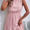 Sleeveless High Neck A Line Ruffle Hem Dress
