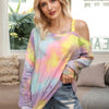 Tie Dye Off Shoulder Loose Long Sleeves Sweatshirt