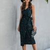 Sleeveless Print Split Thigh Belted Cami Dress