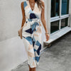 Sleeveless Geo Print Wide Leg Belted Jumpsuit