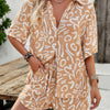 Allover Print Elastic Shorts Two Pieces Button Set