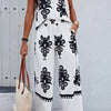Floral Knot Shoulder Sleeveless Elastic Waist Sets