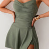 One Piece Ruched Crossover Sleeveless Swimsuit