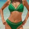 Two Pieces Lace Trim Solid High Cut Bikini
